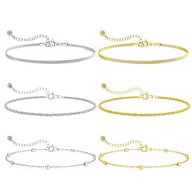 GXGM 6 Stück Armband Damen, Silver Bracelet Women, Silber Armband Set, Glitzer Armband Damen, Verstellbare Stapelbare Kettenarmband für Damen Mädchen, Mutter Schmuck Geschenk