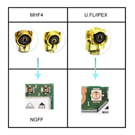 Rfsupplier U.FL-MHF4 Cable, IPEX/MHF4 Cable, 1.4 inches (3.5 cm), MHF4 Female to U.FL Male, 0.4 inch (1.13 mm) Cable, Heavy Duty, Ultra Low Loss, Coaxial Shooting, Pack of 2