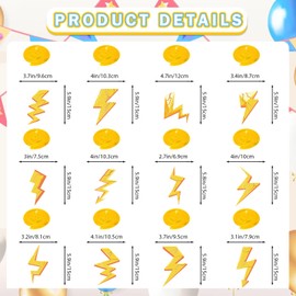 30PCS Gold Lightning Hanging Swirls, Flash Weather Hanging Ceiling Swirls Streamers, Yellow Lightning Birthday Party Decorations Baby Showers Supplies