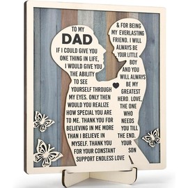 To My Dad If I Could Give You One Thing in Life Gift, Dad Thanksgiving Birthday Christmas Gifts for Dad from Daughter, Father's Day for Dad Decorations Desk Decor Signs Plaque Gifts - style_name: Dad and Son