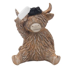Lesser & Pavey Happy Highland Cow Boy Quiff Dekofiguren und Ornamente für Wohnzimmer und Büro, Deko-Accessoires, Statuen für drinnen und draußen, schönes Geschenk für Damen und Herren