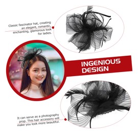 SHOWERORO Piece Mesh Headband Prom Hair Accessories Ladies Hat Womens Hats and Caps Head Bands for Womens Hair Fascinator Cap Headband Bowknot Women Fascinator Cocktail Fascinator England Black