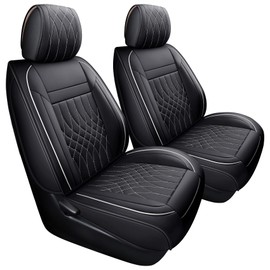 YIERTAI Tacoma Seat Covers for 2005-2023 2024 2025 Crew Double Access Cab TRD Off-Road Limited SR SR5 Trail Edition Truck Waterproof Faux Leather Cushions(2 PCS Front/Black-White)