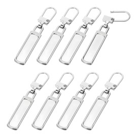 Detachable Zipper Pull Tabs, 8PCS Metal Zipper Pull Replacement for Small Holes for Luggage, Clothing, Jackets, Backpacks, Boots, Purse, Coat (Silver)