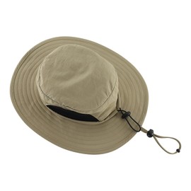 Decentron Boys Sun Hat UPF 50+ Protection Bucket Hats for Kids Wide Brim Fishing Safari Cap Quick Dry Outdoor Beach Hat Khaki