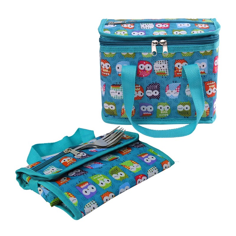 TEAMOOK Lunch Bag Insulated Lunch Box Cool Bag Blue Floral