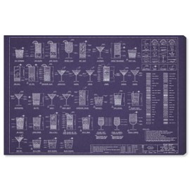 Wynwood Studio Drinks and Spirits Wall Art Canvas Prints 'Royal Happy Hour' Home Décor, 24" x 16", Blue, White