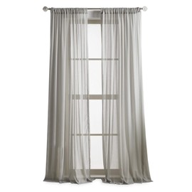 Martha Stewart Glacier Sheer Rod Pocket Window Curtain Panel Pair, 84", Silver