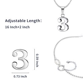925 Sterling Silver Number 4 Charms Pendant Necklace with Chain (Four)