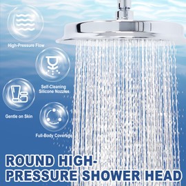 9 Inch High Pressure Rain Shower Head - Stainless Steel Water Saving Adjustable - Fits Any Bathroom & Home (Round, Chrome)
