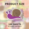 100 Sheets Cartoon Snail Stickers, Colourful Snail Stickers, Cute Stickers,
