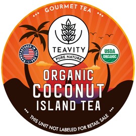 TEAVITY Organic Coconut Island Tea Pods | Recyclable Single-Serve Tea Pods Compatible with Keurig K-Cup 2.0 Brewers | Certified USDA Organic | 36 Count (Pack of 1)