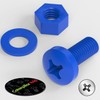20 x Blue Pan Head Screws Polypropylene (PP) Plastic Nuts