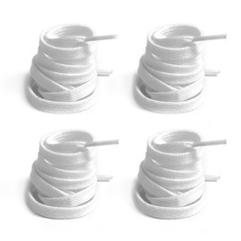 CIXLOGIC 2 Pairs White Flat Trainer Shoelaces 5/16" Wide Shoe Lace for Sneaker, Flat Laces Strong Trainer Shoe String Replacement Laces for Sport Athletic Shoelaces