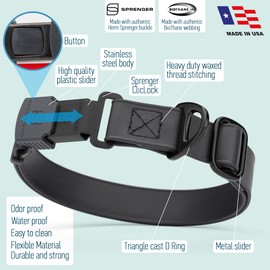 Dogline Biothane Waterproof Dog Collar with Herm Sprenger Black Stainless Steel Quick Release Buckle – Heavy Duty Tactical Durable Collar for Dogs – Comfortable and Safe Pet Collar W 1" L 15-25" Black