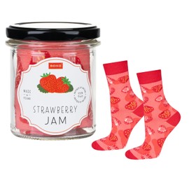 soxo Socks Men Funny Women Gifts Mens Cotton Sock Ladies Gift Men's Presents 2.5-6.5 Strawberry Jam