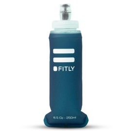 Soft Flask - 8.5 oz (250 ml) - Shrink As You Drink Pocket Soft Water Bottle for Hydration Pack/Running Vest - Folding Water Bottle for Running, Hiking, Cycling - Ski Water Bottles - Petrol Blue