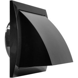 Repa Market 4 Inch Black Dryer Vent Hood - Duct Cover for Walls - ABS Plastic Protection Hood With Rain Cover and Backdraft Damper - Exhaust Air Dryer Vent Covers for Indoor & Outdoor Use