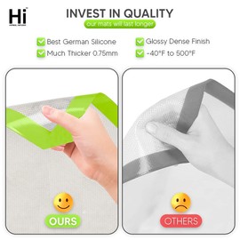 Set of 2 HI Silicone Baking Mats, Baking Mats Silicone for Oven Baking, Silicone Mats heat resistant up to 4800F, Baking Mats measures (11-5/8 by 16-1/2) inches each
