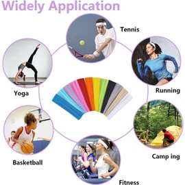 CHENGZI Solid Colour High Stretch Sports Hair Bands Yoga Hair Bands Wide Edge Headbands 12 Colours