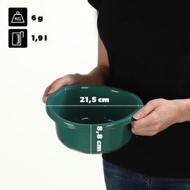 KADAX Plastic Bowl, Washing Up Bowl in Various Sizes and Colours, Robust Washing Bowl, Universal Bowl, Sink for Bathroom, Washroom (1.9L, Green)