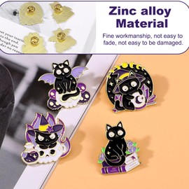 KASESSS Pack of 8 Black Cat Pins, Cute Pin Pin, Playful Cat Enamel Pin Brooch, Fashionable Brooches for Clothes, Enamel Pin for Backpacks, Hats, Bags, Gifts for Friends, Zinc