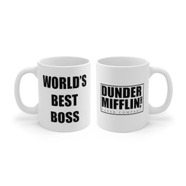 Taza de cerámica de Dunder Mifflin de The Office World's Best Boss, diseño de Michael Scott, Dwight Schrute, The Office Tv Show Tv, regalo para hombres y mujeres, divertida taza de cerámica de 325 ml