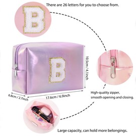 Yintry Makeup Bag Set Organizer Cotton Letter Cosmetic Pouch Large Capacity Travel Toiletry Bag Women Girls Birthday Gifts Portable Brush Storage Bag with Divider and Handle