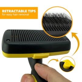 PetBox Self-Cleaning Grooming Brush for Dogs and Cats, Retractable Bristles for Easy Hair and Fur Removal - 7.5" Size