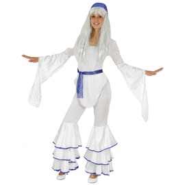 Foxxeo White 70s Disco Costume for Women Carnival Theme Party Size S