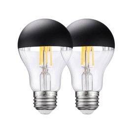 TORCHSTAR Dimmable Half Chrome Light Bulb, 4.5W(40W Eqv.), Anti Glare LED Light Bulbs, UL Listed, E26 Black Dipped Bulb, A19 Vintage LED Edison Bulb for Bedroom, Kitchen, 3000K Warm White, Pack of 2