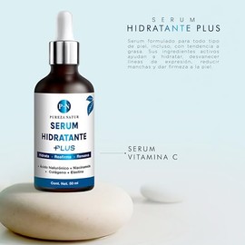 PUREZANATUR Serum Acido hialurónico, Niacinamida, Colágeno y Elastina facial. Suero Hidratante PLUS Hidrata, Reafirma y Renueva tu piel 50ml