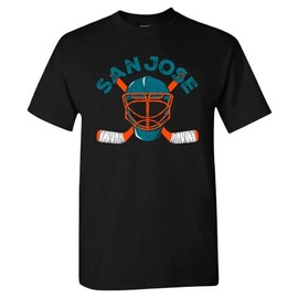 San Jose Hockey - Team Mask Men's Fan T-Shirt (Black Shirt, M)