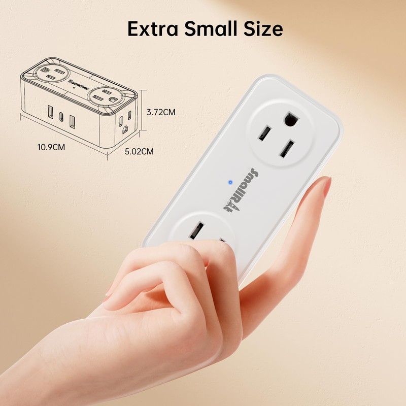 10FT Ultra Thin Flat Power Bar, SMALLRT Small Flat Plug