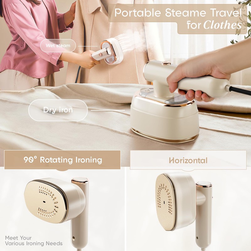 Travel Steamer for Clothes Portable Handheld Steaming Iron 2-In-1 Garment
