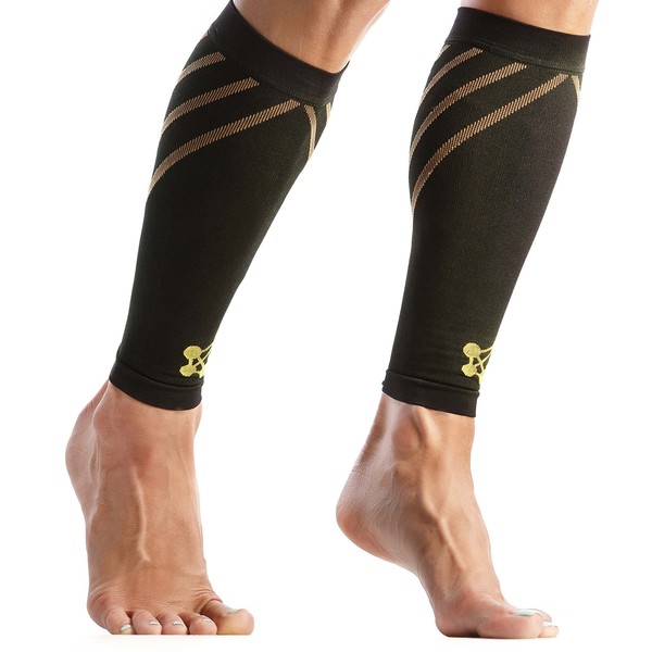 CopperJoint Calf Compression Sleeves for Men & Women - Leg Sleeve and Shin Splints Support - Ideal for Leg Cramp Relief, Varicose Veins, Running - 20-30mmHg Copper Infused Nylon X-Large