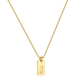 Gacimy Dainty Gold Initial Necklaces for Women, 18K Gold Plated Name Necklace for Women with Trendy A-Z Letter Nedcklace Pendant, Letter J