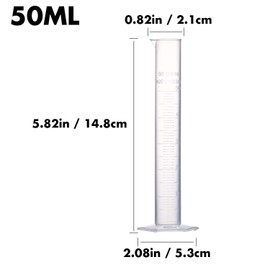 Yizerel Measuring Cylinder Set, 4 Sizes Graduated Polypropylene Lab Test Tubes in 100 ml, 50 ml, 25 ml, 10 ml for Laboratory, Science Experiments with 4 Plastic Droppers in 3 ml