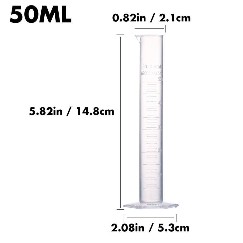 Yizerel Measuring Cylinder Set, 4 Sizes Graduated Polypropylene Lab Test
