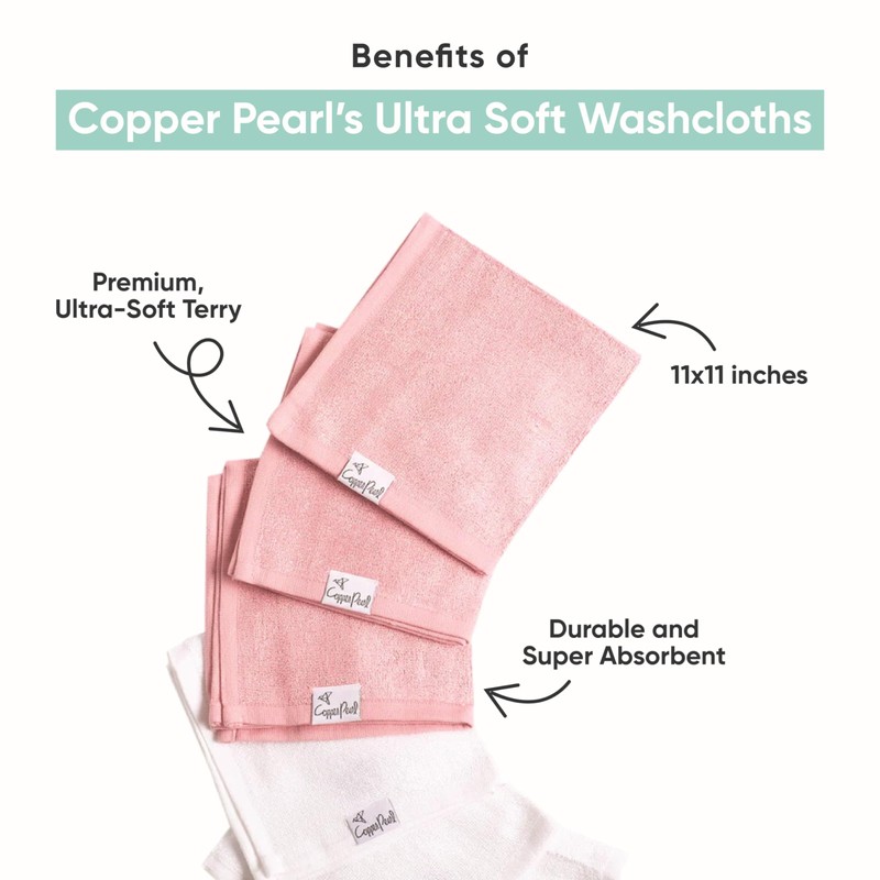 Copper Pearl 6 Ultra Soft Baby Bath Washcloths Premium Large