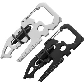 Multifunctional 15-in-1 Stainless Steel Tool Card with Carabiner - Compact and Portable Solution for Outdoor Adventures, DIY Projects and Everyday Repairs