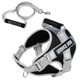 Dog Harness with Velcro Fastening, Anti-Pull Breathable Chest Harness, No-Pull Safety Harness, Reflective Dog Harness, Adjustable, Soft, for Large/Small Dogs (Black, XL)