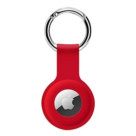 Holder Case for AirTags Ultra Light Silicone Sleeve for AirTags Durable Anti-Scratch Protective Skin Cover with Anti-Losing Keychain Ring Accessory Compatible with Apple AirTags Red