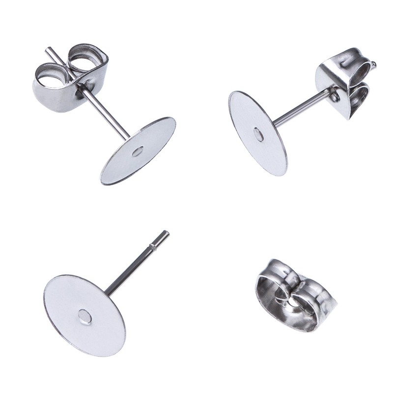 Pack of 100 Stainless Steel Earring Stopper Post Flat Pad