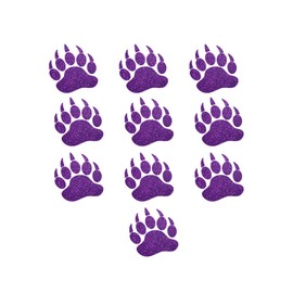 10 Mini Bear Paw Claws Iron On Decals, Grizzly Bear Animal Heat Transfers, School Spirit Decal, 1x1 Inch (Purple Glitter)