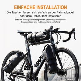 Taximi Bicycle Pannier Rack Bag with Holder Bicycle Frame Bag 100% Waterproof Rolltop Dry Bag Wear and Tear Resistant Bicycle Fork Bag Bicycle Bag 5 L (2 Sets)