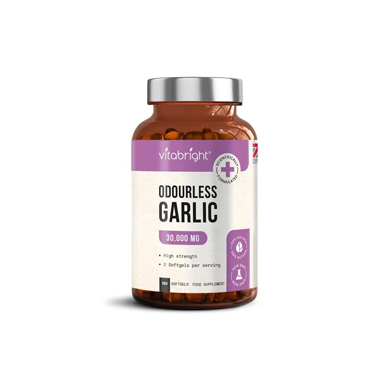 Odourless Garlic Capsules - High Strength 30,000mg - 180 Deodourised
