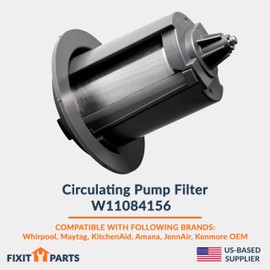 US-Based Supplier – W11084156 Circulating Pump Filter replaces W10713298 Compatible with Whirlpool, KitchenAid, Kenmore dishwashers – 3.74" X 3.39"