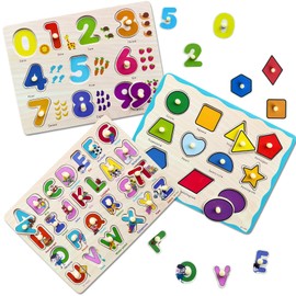 Wooden Puzzle for Toddlers from 3 4 5 Years, Montessori Toy for Children from 3 4 5 Years, Learning Educational Toy, Christmas Stocking Stuffer Gift for 3 4 5 Years Old Boys & Girls