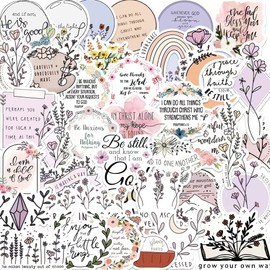 Bible Verse Stickers, Inspired Peach Blossoms Christian Stickers, Bible Journaling Supplies,Jesus Faith Stickers for Water Bottles, Christian Gifts